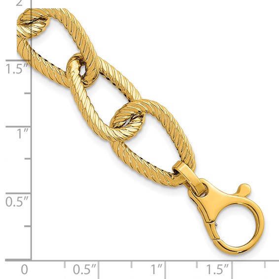 Herco 14K Polished and Twisted Fancy Link  7.75 Inch Chain Bracelet