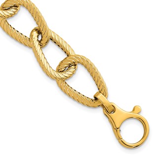 Herco 14K Polished and Twisted Fancy Link  7.75 Inch Chain Bracelet