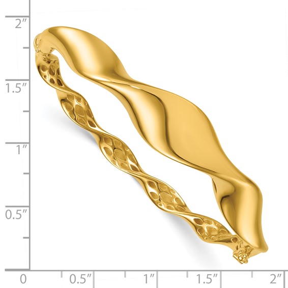 Herco 14K Polished Gradient Wave Hinged with Safety Clasp Bangle