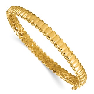 Herco 14K Polished Grooved Hinged with Safety Clasp Bangle