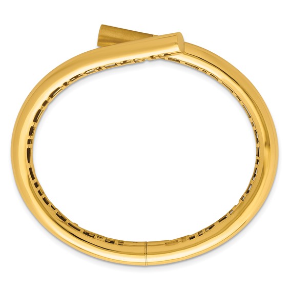 Herco 14K Polished and Satin Bypass Hinge Cuff Bangle