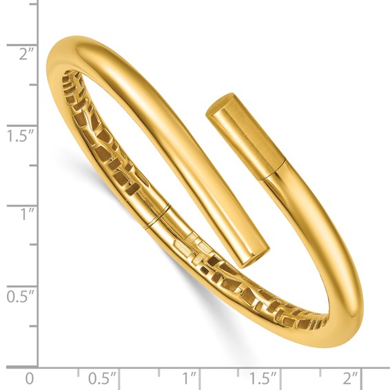Herco 14K Polished and Satin Bypass Hinge Cuff Bangle