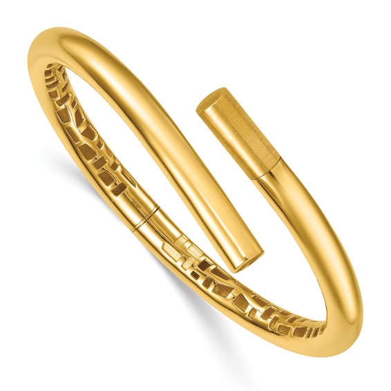 Herco 14K Polished and Satin Bypass Hinge Cuff Bangle
