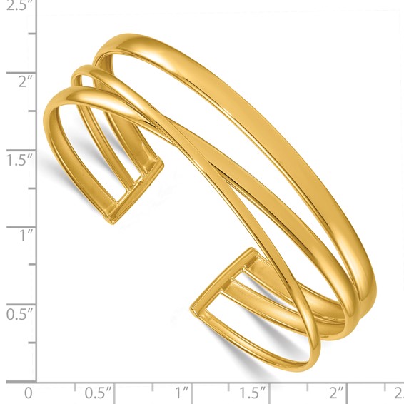 Herco 14K Polished Tri-Strand Cuff Bangle