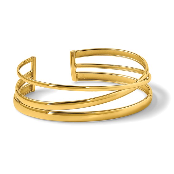 Herco 14K Polished Tri-Strand Cuff Bangle