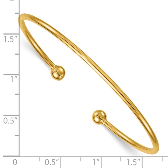 Herco 14K Polished Bead Flexible Cuff Bracelet