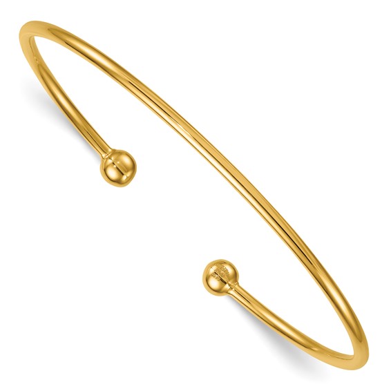 Herco 14K Polished Bead Flexible Cuff Bracelet
