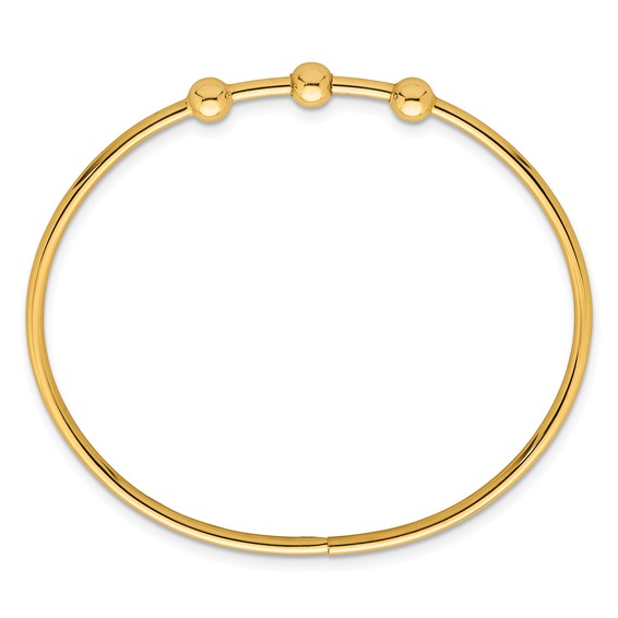 Herco 14K Polished 3 Bead Flexible with Hidden Clasp Bangle