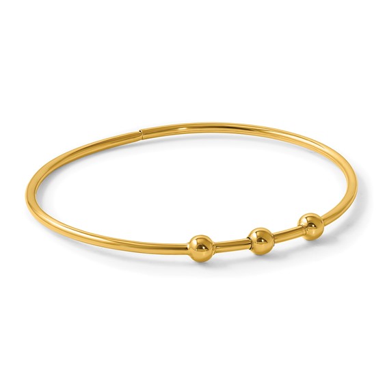 Herco 14K Polished 3 Bead Flexible with Hidden Clasp Bangle