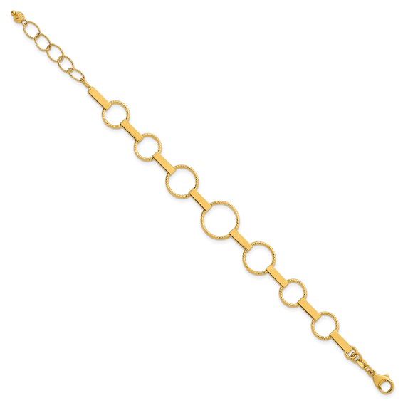 Herco 14K Polished and Diamond-cut Graduated Circle 6 Inch with 1.25 Inch Extension Bracelet