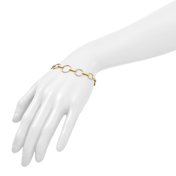 Herco 14K Polished and Diamond-cut Graduated Circle 6 Inch with 1.25 Inch Extension Bracelet