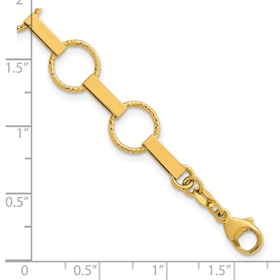 Herco 14K Polished and Diamond-cut Graduated Circle 6 Inch with 1.25 Inch Extension Bracelet