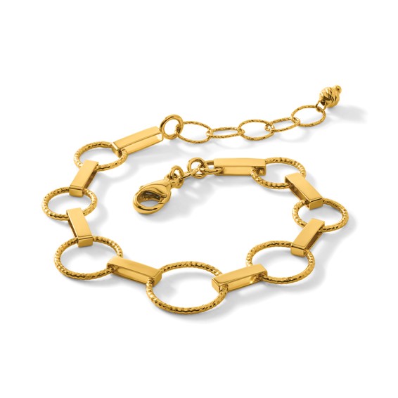 Herco 14K Polished and Diamond-cut Graduated Circle 6 Inch with 1.25 Inch Extension Bracelet