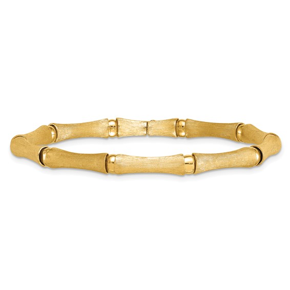 Herco 14K Polished and Brushed Bamboo 7.5 Inch Bracelet