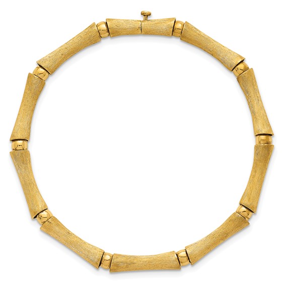 Herco 14K Polished and Brushed Bamboo 7.5 Inch Bracelet