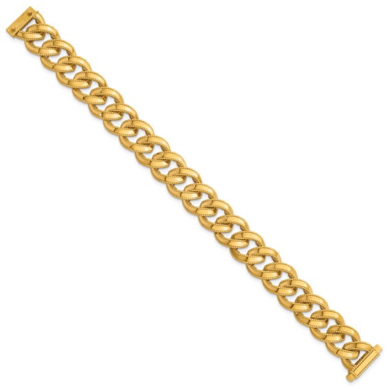 Herco 14k Polished and Textured Fancy Link 7 Inch Bracelet