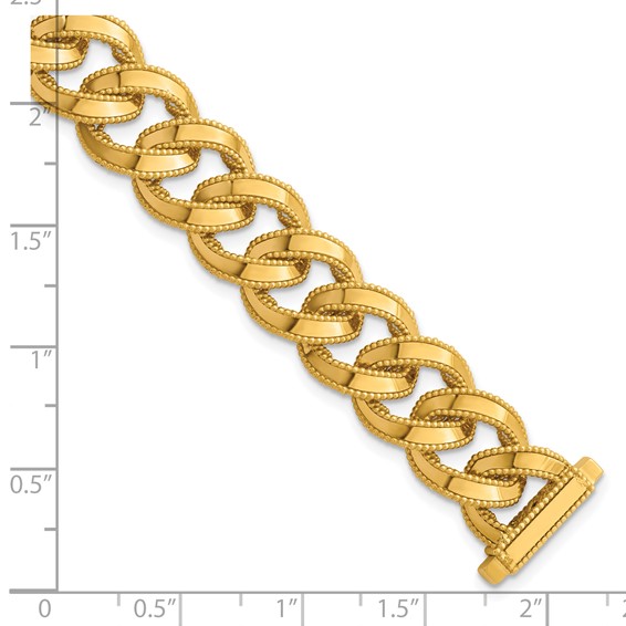 Herco 14k Polished and Textured Fancy Link 7 Inch Bracelet
