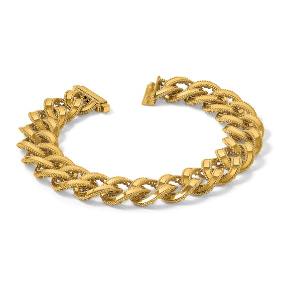 Herco 14k Polished and Textured Fancy Link 7 Inch Bracelet