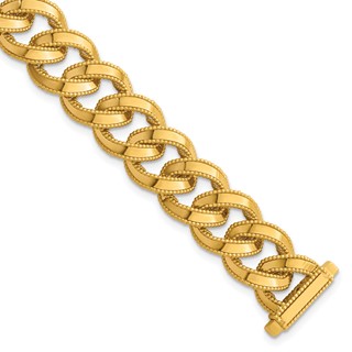 Herco 14k Polished and Textured Fancy Link 7 Inch Bracelet