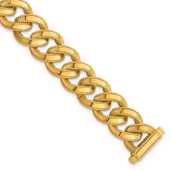 Herco 14k Polished and Textured Fancy Link 7 Inch Bracelet