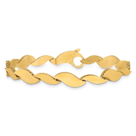 Herco 14k Polished and SatInch Reversible  7 Inch Bracelet