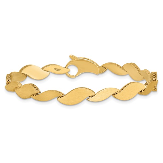 Herco 14k Polished and SatInch Reversible  7 Inch Bracelet