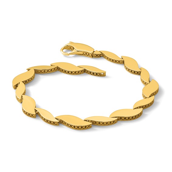 Herco 14k Polished and SatInch Reversible  7 Inch Bracelet