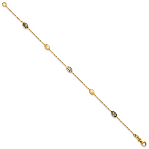 Herco 14K Brushed and Rutilated Quartz Ovals Station 7.5 Inch Bracelet