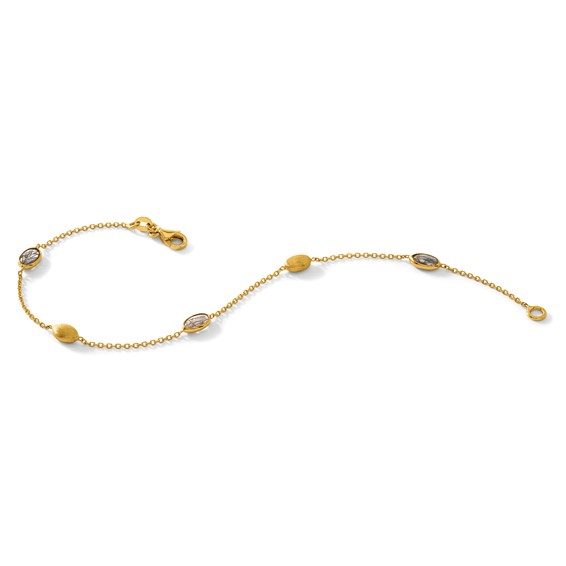 Herco 14K Brushed and Rutilated Quartz Ovals Station 7.5 Inch Bracelet