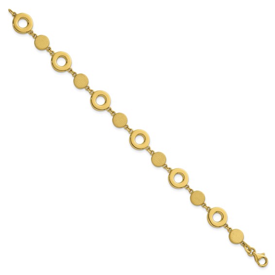 Herco 14K Polished and Brushed Circle Station 7.5 Inch Bracelet