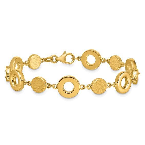 Herco 14K Polished and Brushed Circle Station 7.5 Inch Bracelet