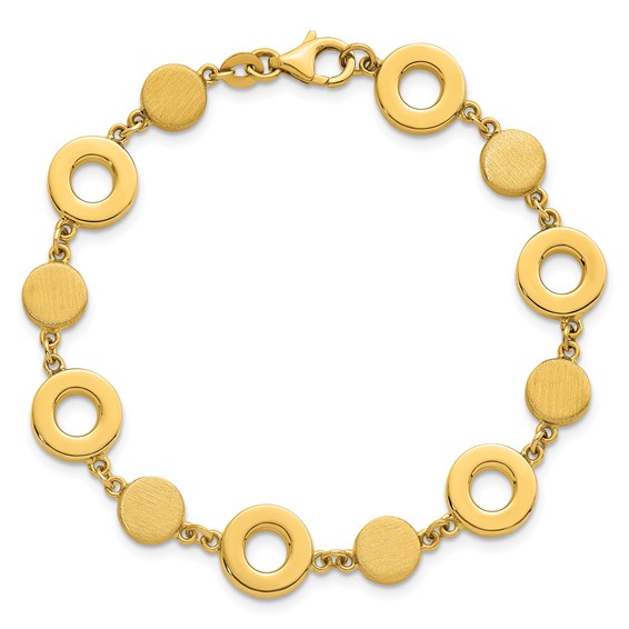Herco 14K Polished and Brushed Circle Station 7.5 Inch Bracelet