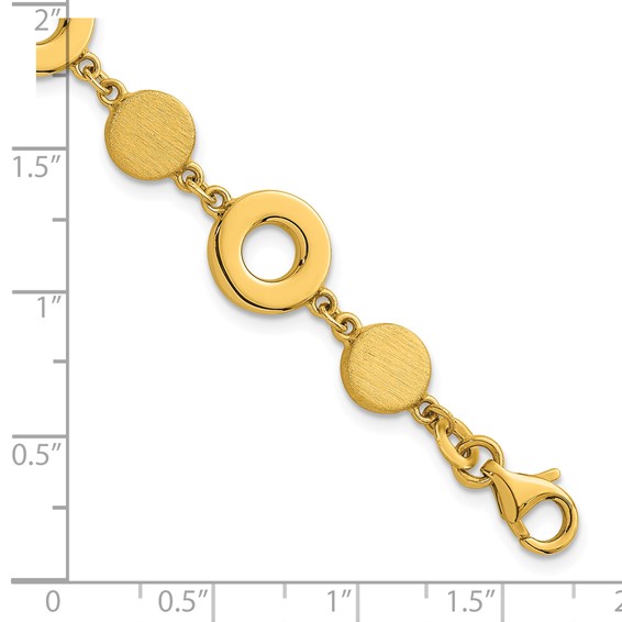 Herco 14K Polished and Brushed Circle Station 7.5 Inch Bracelet