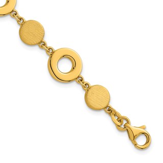 Herco 14K Polished and Brushed Circle Station 7.5 Inch Bracelet