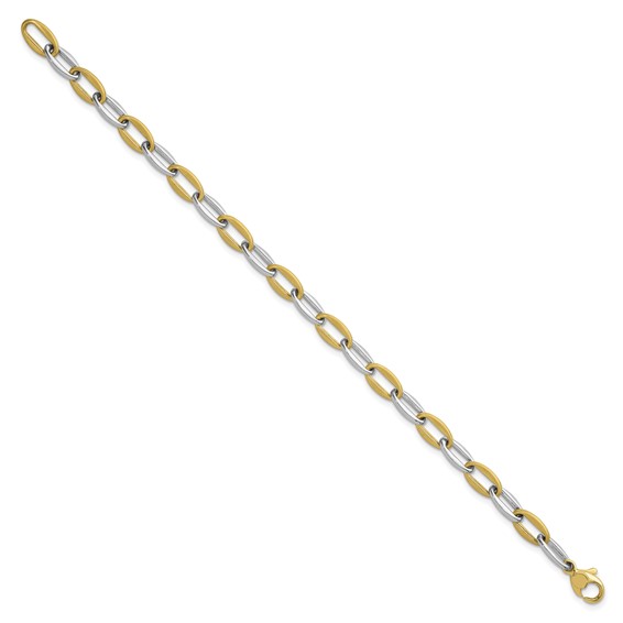Herco 14K Two-tone Polished and Brushed Link 7.25 Inch Bracelet