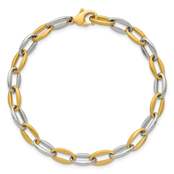 Herco 14K Two-tone Polished and Brushed Link 7.25 Inch Bracelet