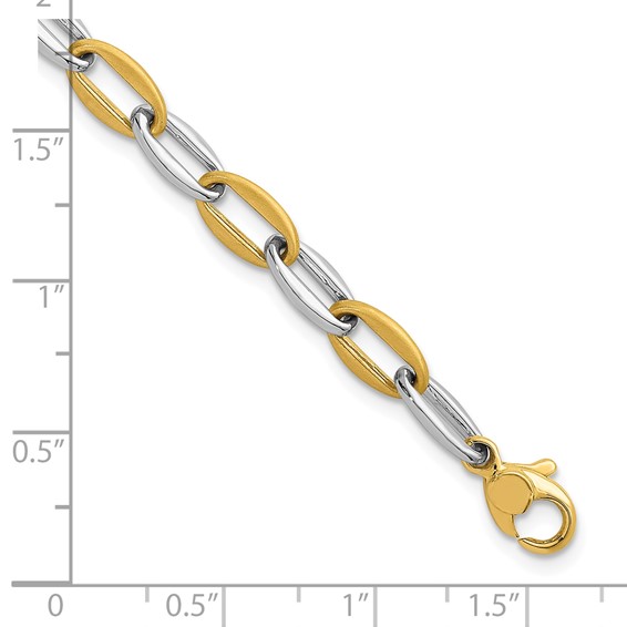 Herco 14K Two-tone Polished and Brushed Link 7.25 Inch Bracelet