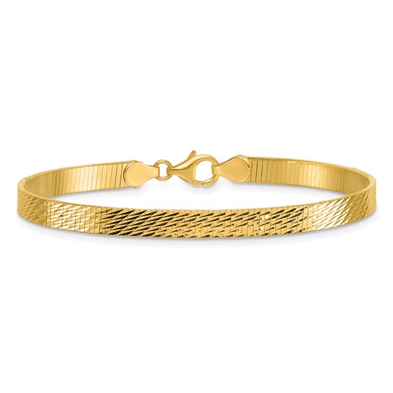 Herco 14K Reversible Polished and Diamond-cut 5mm 7.5 Inch Omega Bracelet