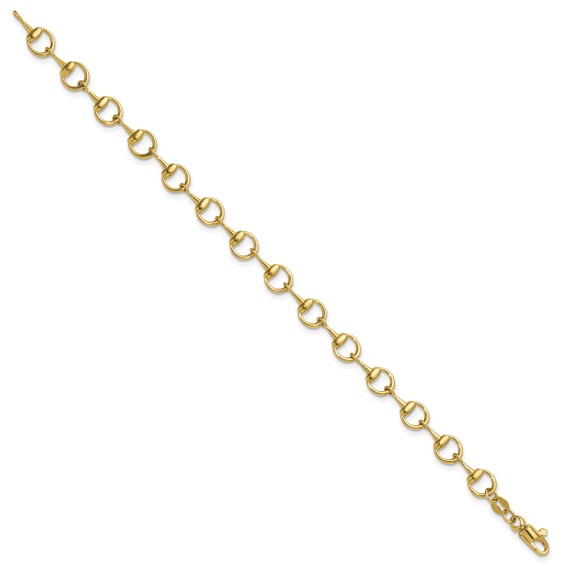 Herco 14K Polished Solid Circle Stirrup Link 7.25 Inch Bracelet