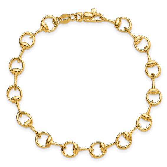 Herco 14K Polished Solid Circle Stirrup Link 7.25 Inch Bracelet