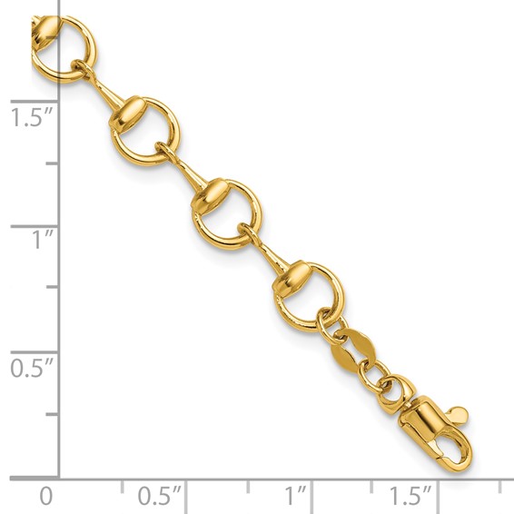 Herco 14K Polished Solid Circle Stirrup Link 7.25 Inch Bracelet