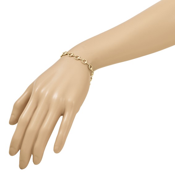 Herco 14K Polished Solid Circle Stirrup Link 7.25 Inch Bracelet