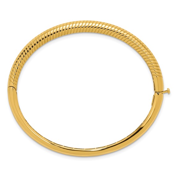 Herco 14K Polished and Grooved Hinged Bangle