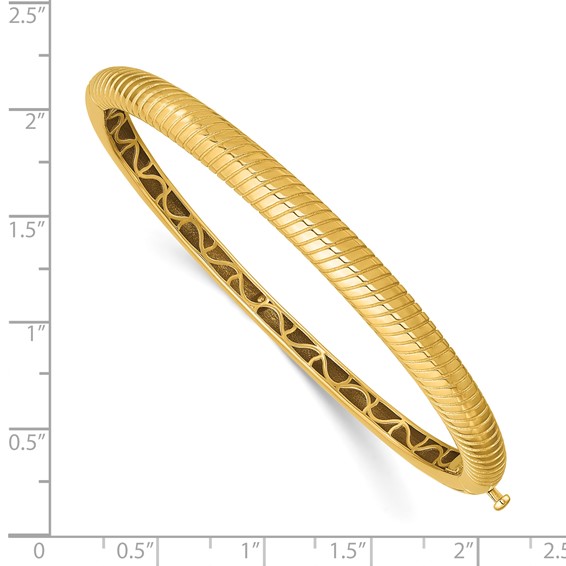 Herco 14K Polished and Grooved Hinged Bangle