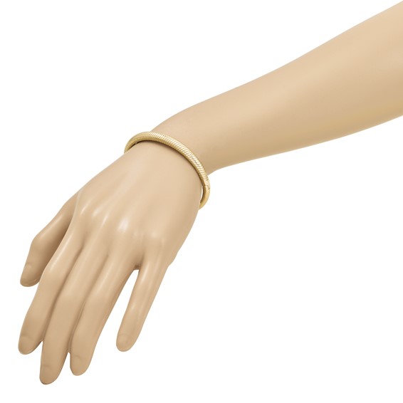 Herco 14K Polished and Grooved Hinged Bangle