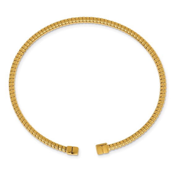 Herco 14K Polished and Grooved 4mm Flexible Cuff Bracelet
