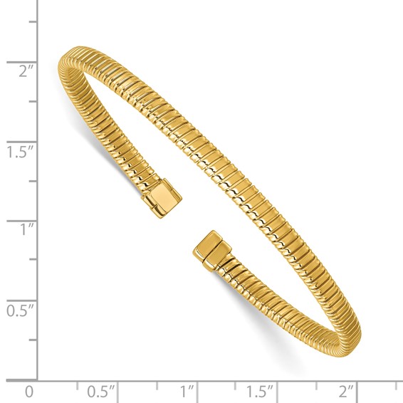 Herco 14K Polished and Grooved 4mm Flexible Cuff Bracelet