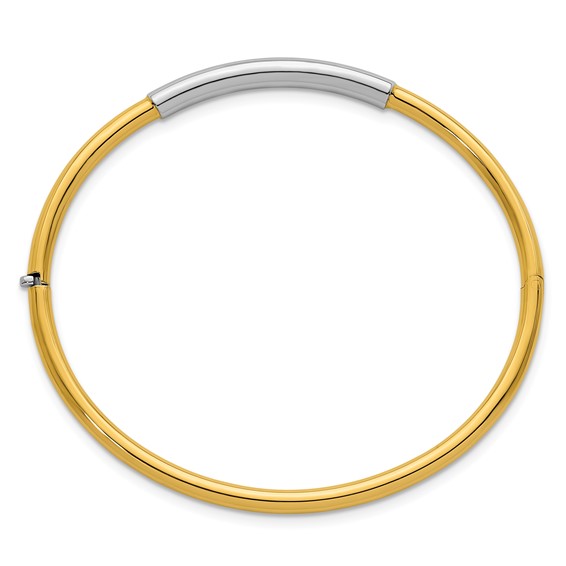 Herco 14K Two-Tone Polished Bar Hinged Bangle