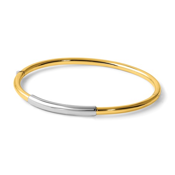 Herco 14K Two-Tone Polished Bar Hinged Bangle