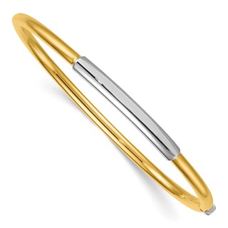 Herco 14K Two-Tone Polished Bar Hinged Bangle